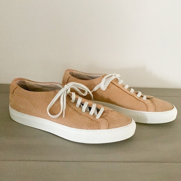 Common Projects Tan Perforated Achilles Low Sneakers Suede camel color 39 9 - Picture 8 of 16